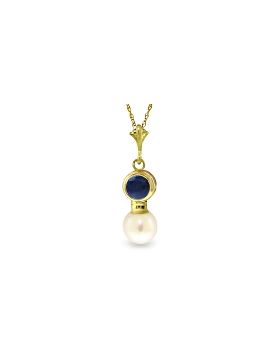 2.48 Carat 14K Gold Necklace Sapphire Pearl