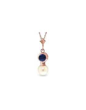 14K Rose Gold Necklace w/ Sapphire & Pearl