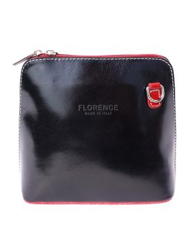 Dalida leather crossbody bag - Black/Red