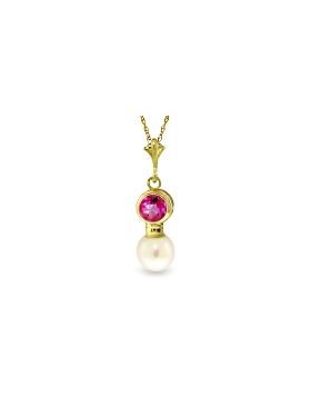 1.23 Carat 14K Gold Reinvention Pink Topaz Pearl Necklace