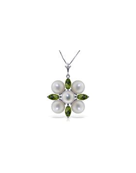 6.3 Carat 14K White Gold Hovering Glimmer Peridot Citrine Necklace