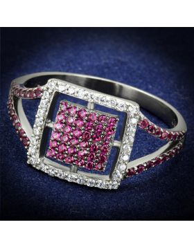 Ring,925 Sterling Silver,Rhodium + Ruthenium,AAA Grade CZ,Ruby