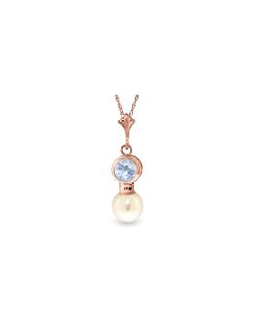 14K Rose Gold Aquamarine & Pearl Necklace