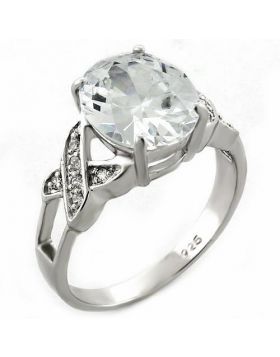 LOAS1005-6 - 925 Sterling Silver Rhodium Ring AAA Grade CZ Clear