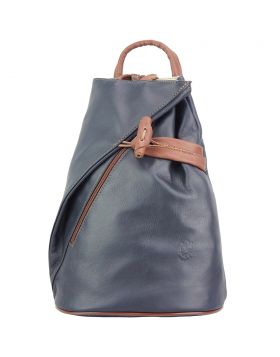 Fiorella leather backpack - Dark Blue/Brown