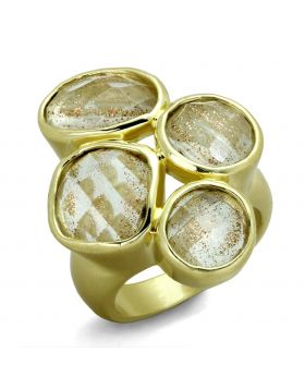 LO3599-5 - Brass Gold & Brush Ring Synthetic Topaz