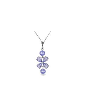 3.15 Carat 14K White Gold Azure Seawater Tanzanite Necklace