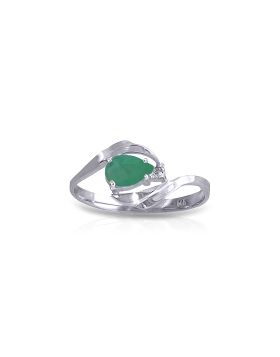 0.51 Carat 14K White Gold Ring Natural Diamond Emerald