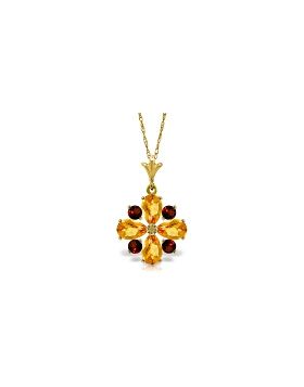 2.43 Carat 14K Gold Piercing Gaze Garnet Citrine Necklace