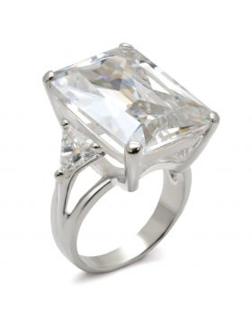 Ring 925 Sterling Silver High-Polished AAA Grade CZ Clear