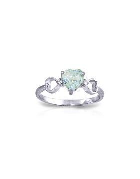 0.96 Carat 14K White Gold Precious Illusions Aquamarine Diamond Ring
