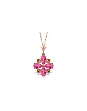 2.43 Carat 14K Rose Gold Necklace Natural Pink Topaz Citrine