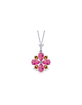 2.43 Carat 14K White Gold Necklace Natural Pink Topaz Citrine