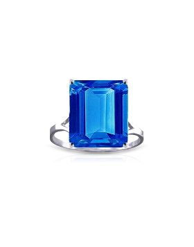 7 Carat 14K White Gold Ring Natural Octagon Blue Topaz