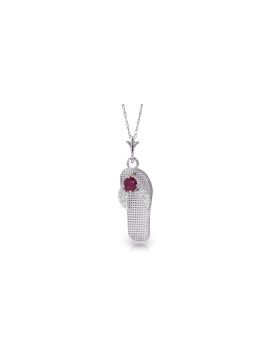 0.15 Carat 14K White Gold Shoes Necklace Natural Ruby