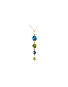 14K Rose Gold Natural Blue Topaz & Peridot Necklace Certified