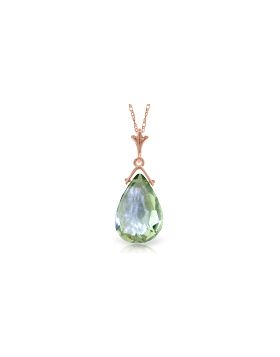 14K Rose Gold Briolette Green Amethyst Necklace Gemstone