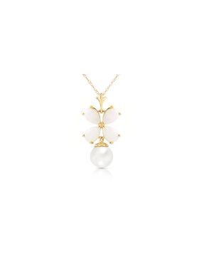 3 Carat 14K Gold Deco Blanc Opal Pearl Necklace