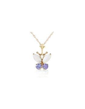 0.7 Carat 14K Gold Butterfly Necklace Opal Tanzanite
