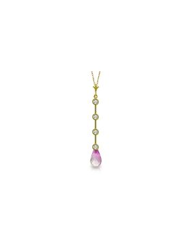 3.56 Carat 14K Gold Necklace Natural Diamond Pink Topaz