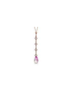14K Rose Gold Necklace w/ Natural Diamonds & Pink Topaz