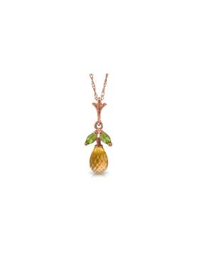 14K Rose Gold Citrine & Peridot Necklace Certified