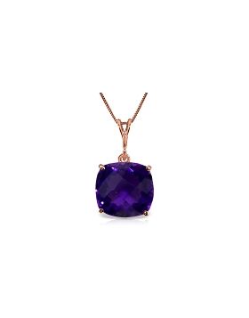 3.6 Carat 14K Rose Gold Necklace Natural Checkerboard Cut Purple Amethyst
