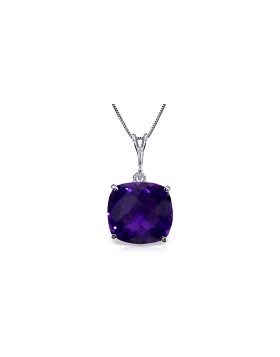 3.6 Carat 14K White Gold Necklace Natural Checkerboard Cut Purple Amethyst