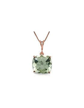 3.6 Carat 14K Rose Gold Necklace Natural Checkerboard Cut Green Amethyst