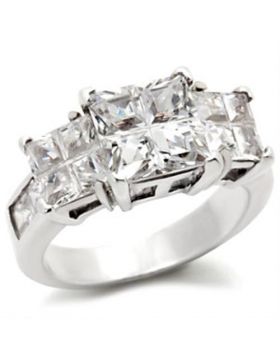 Ring 925 Sterling Silver High-Polished AAA Grade CZ Clear
