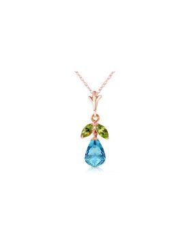 14K Rose Gold Blue Topaz & Peridot Necklace