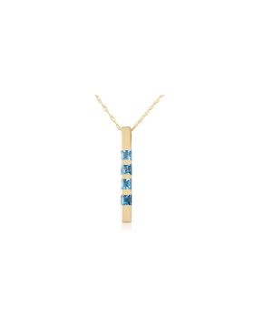 0.35 Carat 14K Gold Necklace Bar Natural Blue Topaz