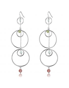 LOS789 - 925 Sterling Silver Silver Earrings Synthetic Multi Color