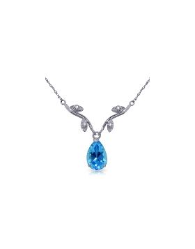 1.52 Carat 14K White Gold Port In A Storm Blue Topaz Diamond Necklace