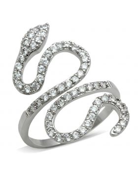 3W138-6 - Brass Rhodium Ring AAA Grade CZ Clear