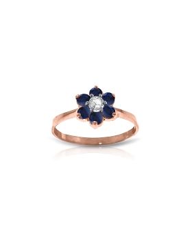 14K Rose Gold Ring Natural Diamond & Sapphire Certified