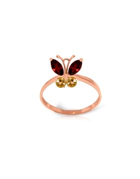 0.6 Carat 14K Rose Gold Butterfly Ring Garnet Citrine