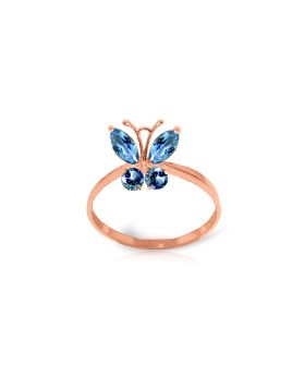 0.6 Carat 14K Rose Gold Butterfly Ring Natural Blue Topaz