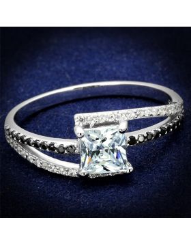 TS488-5 - 925 Sterling Silver Rhodium Ring AAA Grade CZ Clear