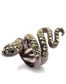 LO1683-5 - Brass Chocolate Gold Ring Top Grade Crystal Multi Color