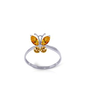 0.6 Carat 14K White Gold Butterfly Ring Natural Citrine