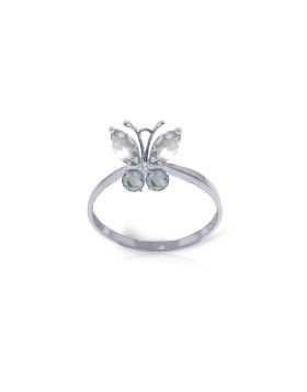 0.6 Carat 14K White Gold Butterfly Ring Natural Aquamarine