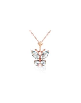0.6 Carat 14K Rose Gold Butterfly Necklace Aquamarine