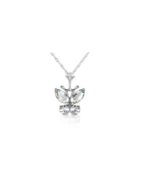 0.6 Carat 14K White Gold Butterfly Necklace Aquamarine