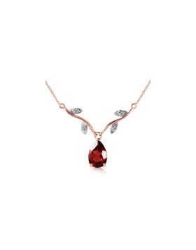 14K Rose Gold Natural Diamond & Garnet Necklace Gemstone