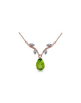 14K Rose Gold Natural Diamond & Peridot Necklace Jewelry