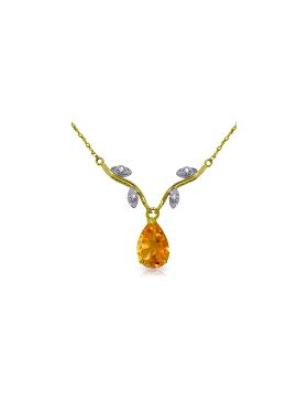 1.52 Carat 14K Gold Sunny Heat Citrine Diamond Necklace