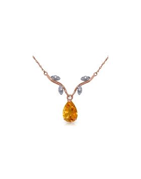 14K Rose Gold Natural Diamond & Citrine Necklace