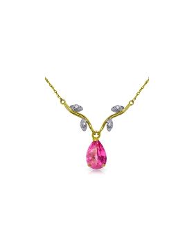 1.52 Carat 14K Gold Burning Heat Pink Topaz Diamond Necklace