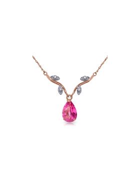 14K Rose Gold Natural Diamond & Pink Topaz Necklace Series